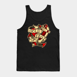 Hold fast, anchor and heart with traditional tattoo banner design Tank Top